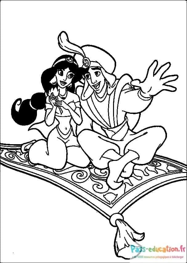 Aladdin et Jasmine sur tapis