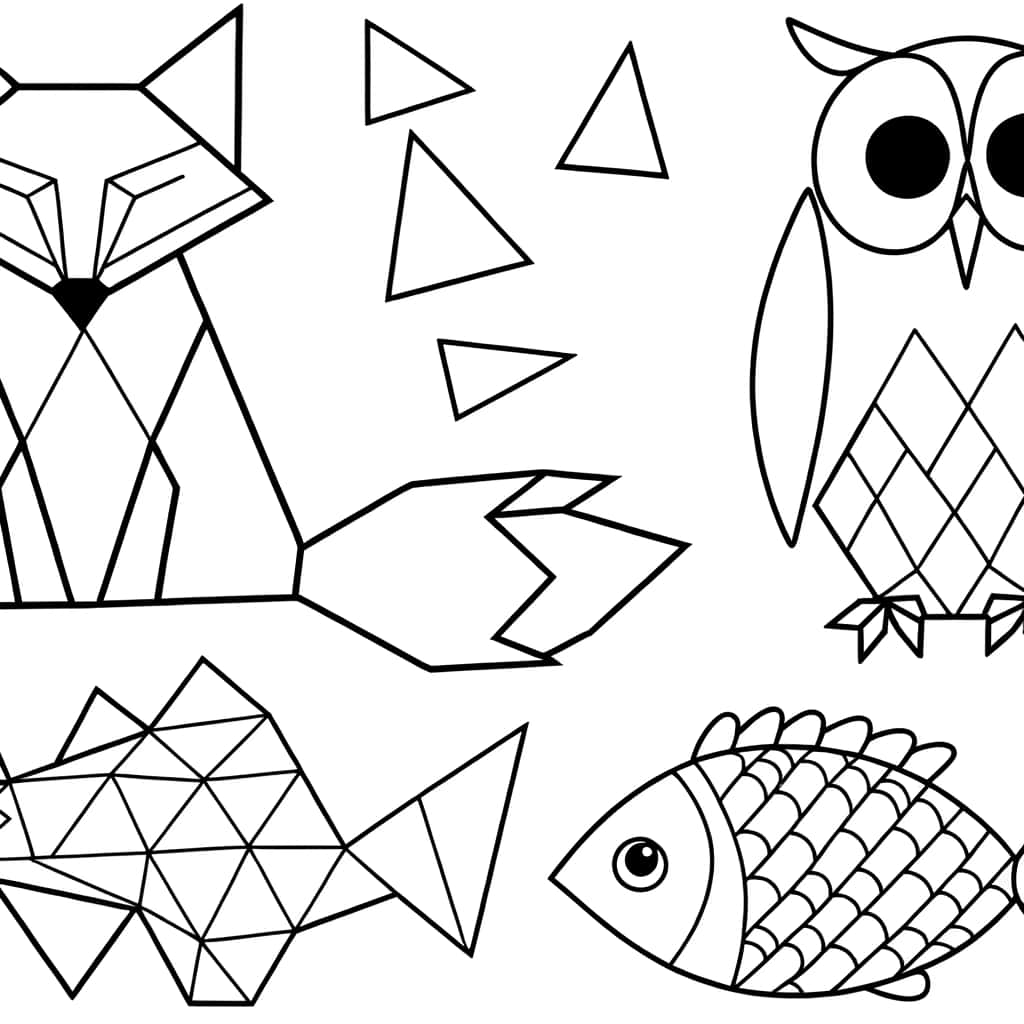 Animaux géométriques gratuits à imprimer pour coloriage