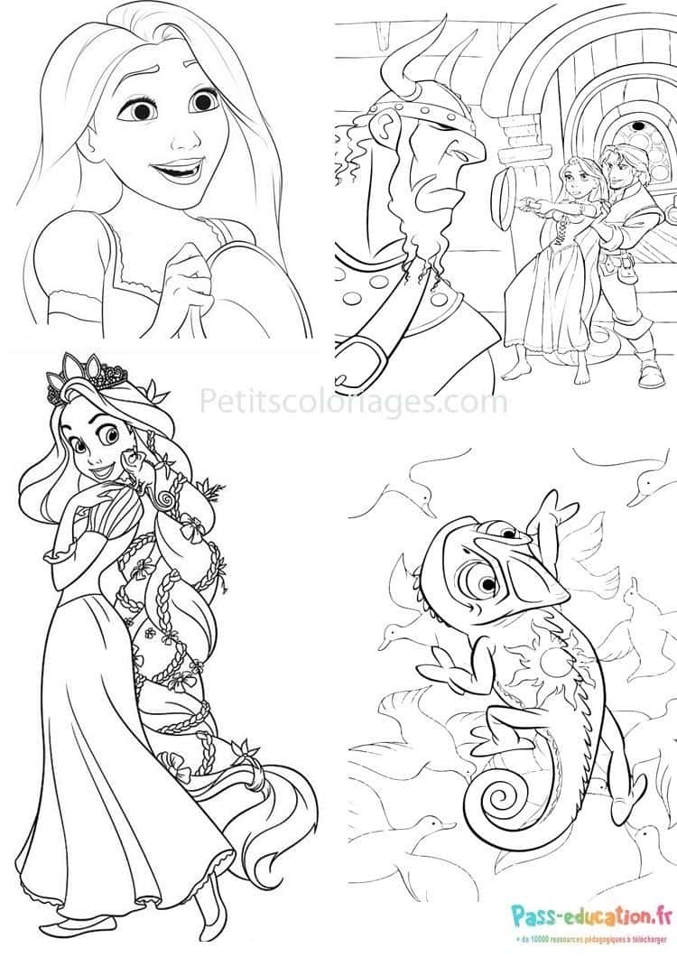 Aventure de Raiponce coloriage gratuit à imprimer