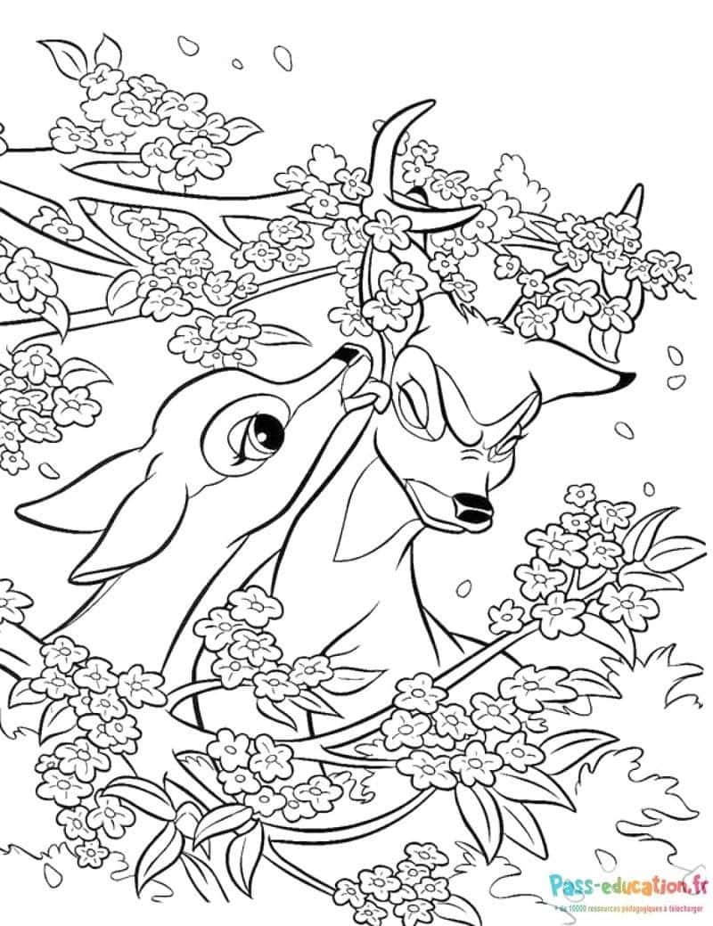 Bambi dans les fleurs