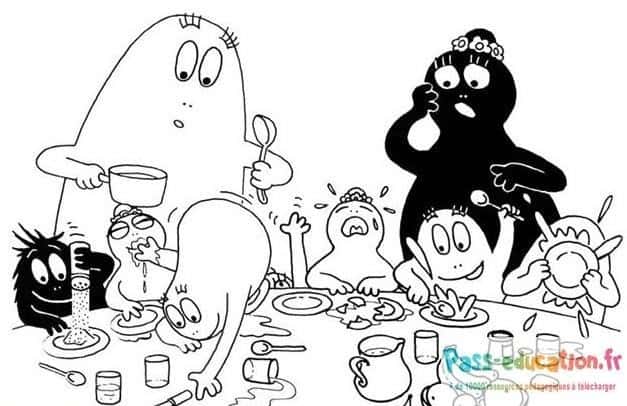 Famille Barbapapa au petit-déjeuner