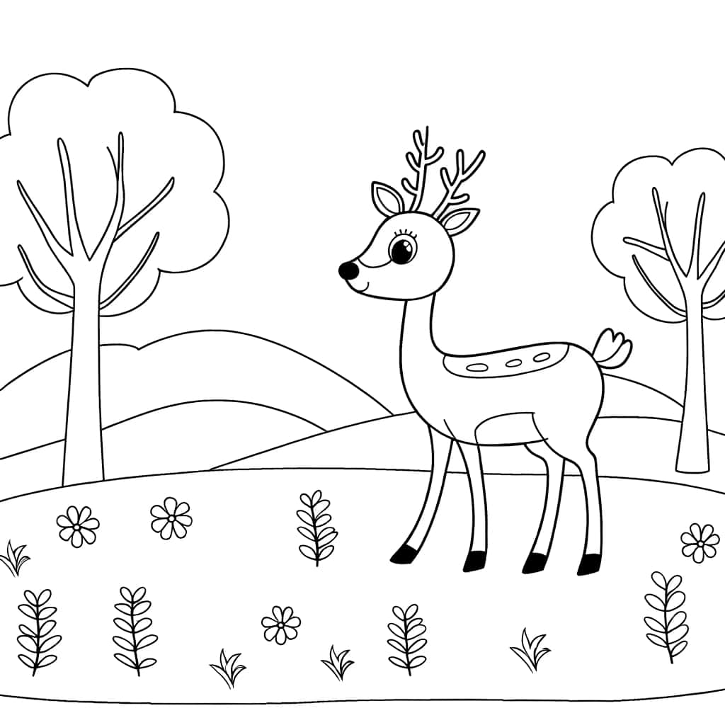 Biche mignonne forêt dessin gratuit à imprimer