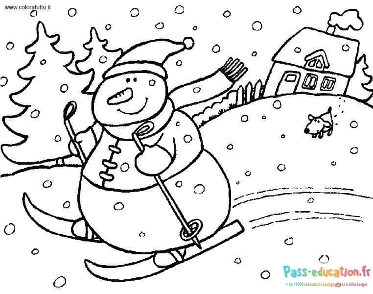 Bonhomme de neige en ski