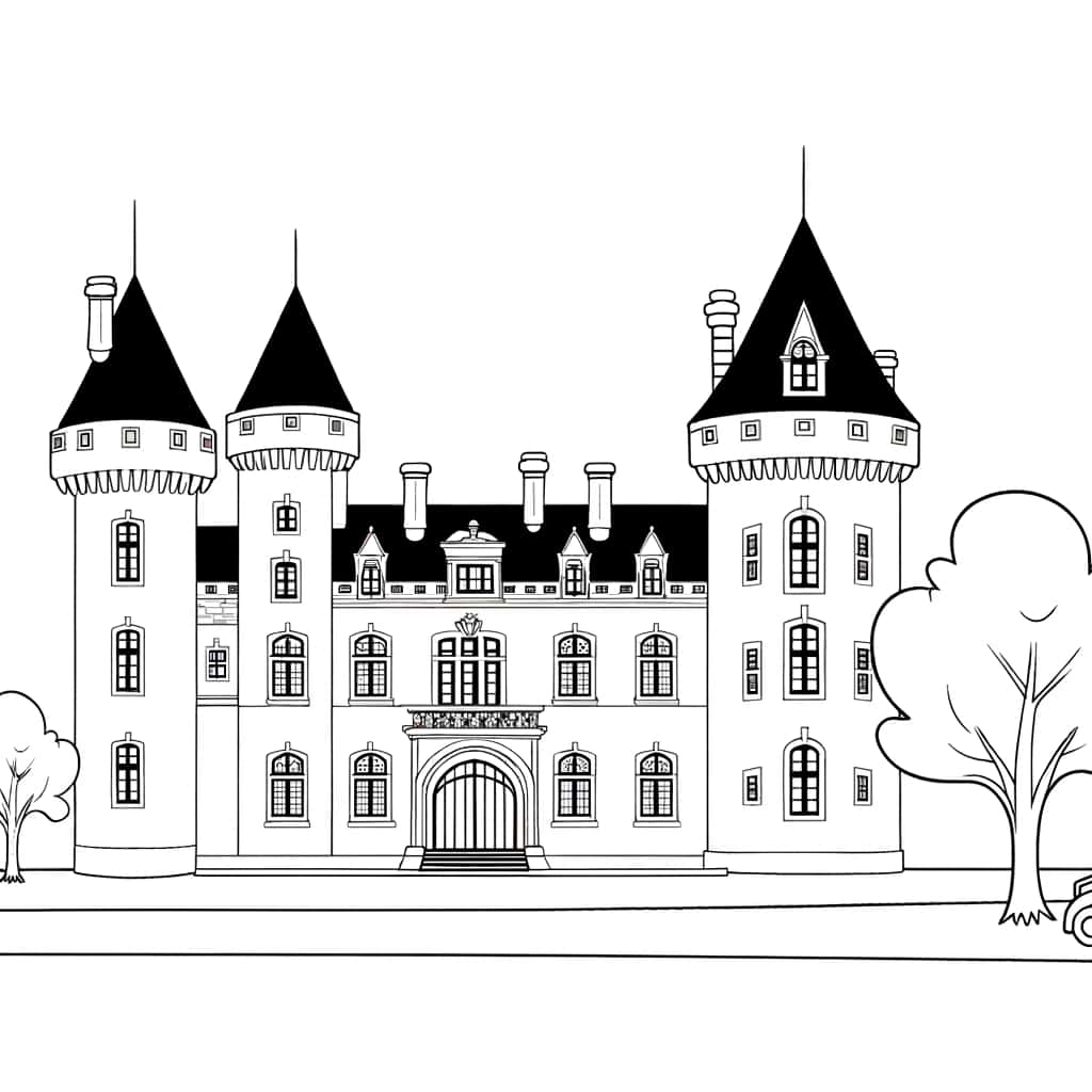 Château chevalier à colorier gratuit à imprimer