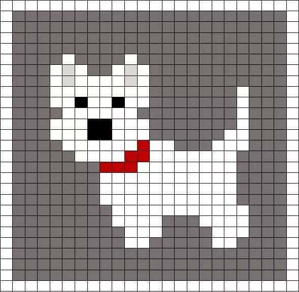 Chien blanc pixelisé