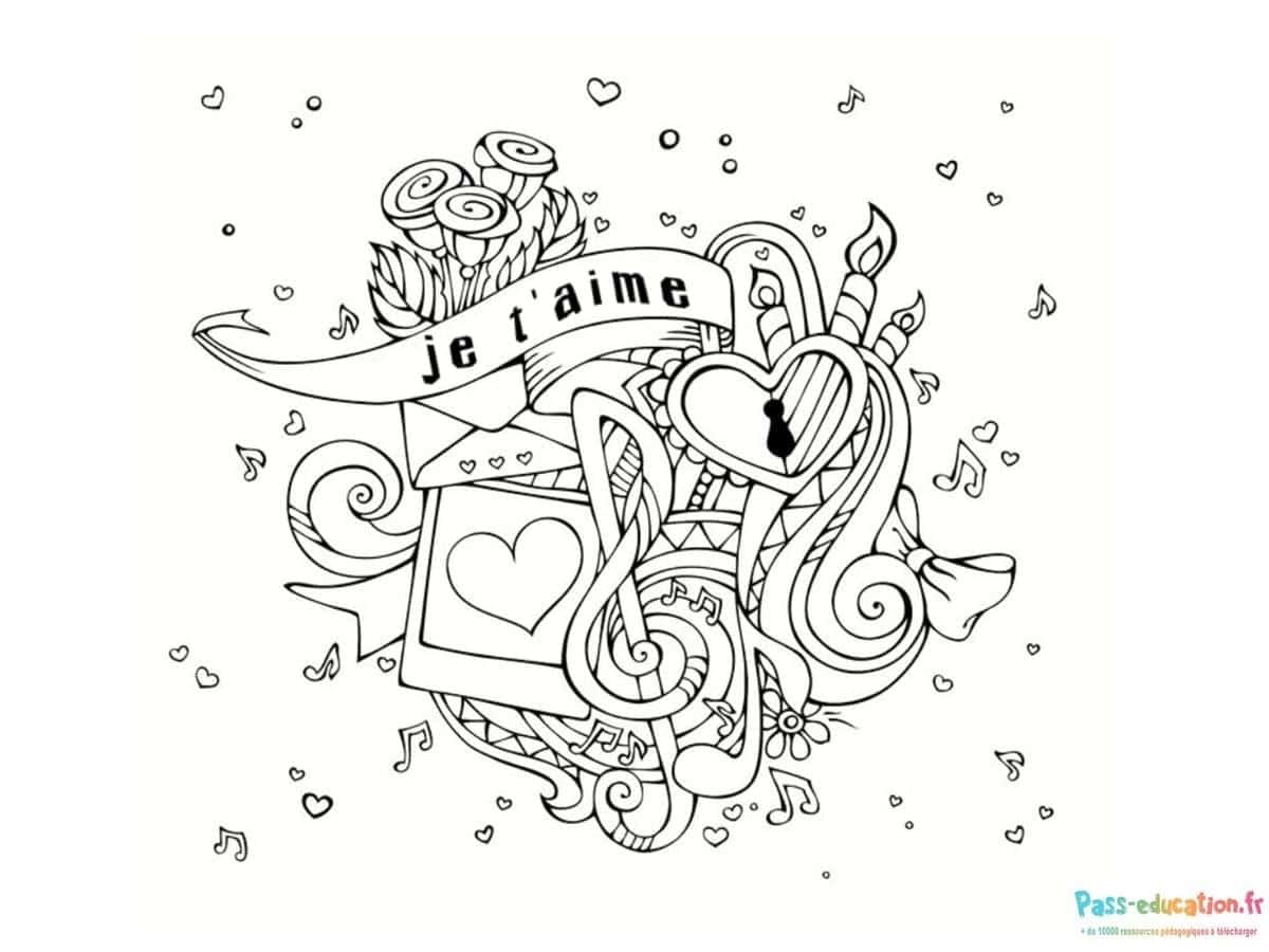 Coloriage amour musical gratuit à imprimer