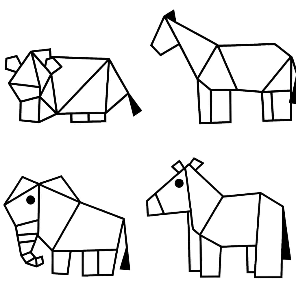 Coloriage animaux géométriques gratuit à imprimer