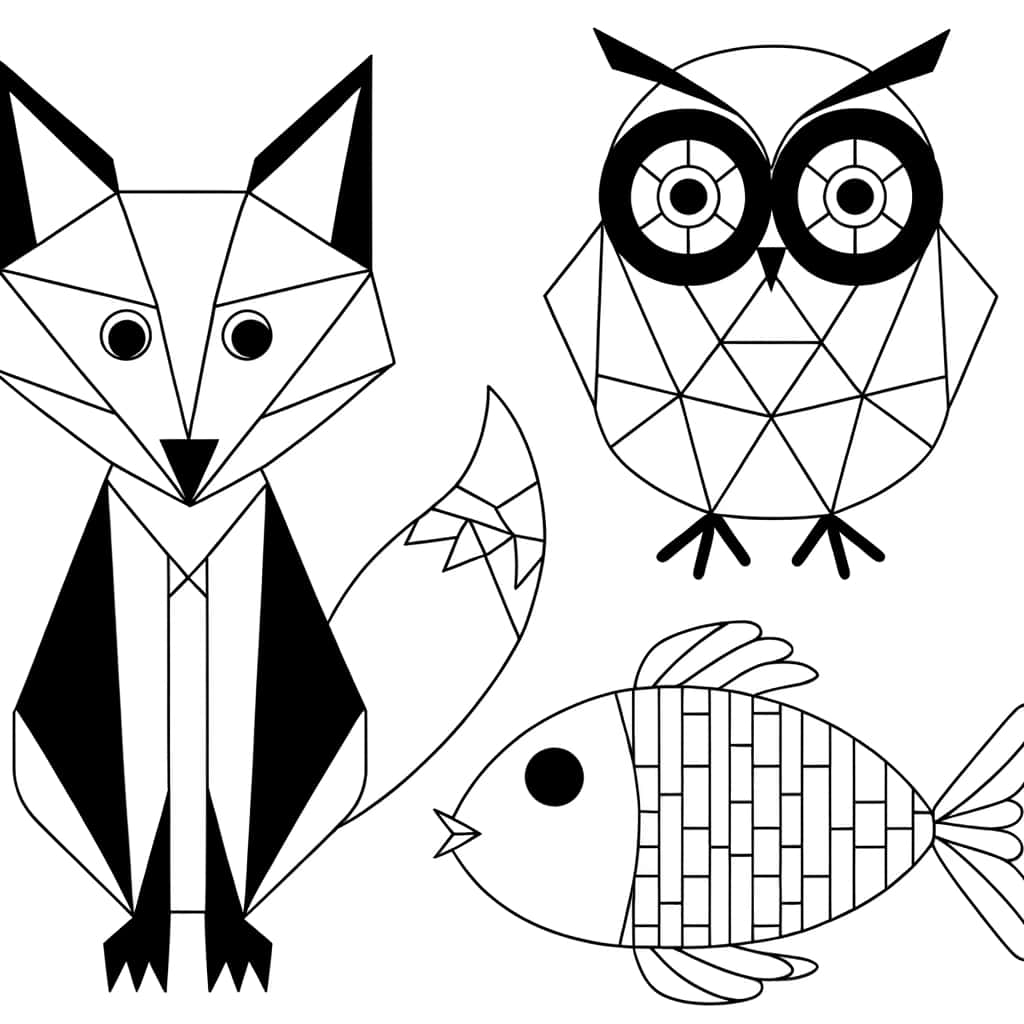 Coloriage animaux géométriques gratuit à imprimer