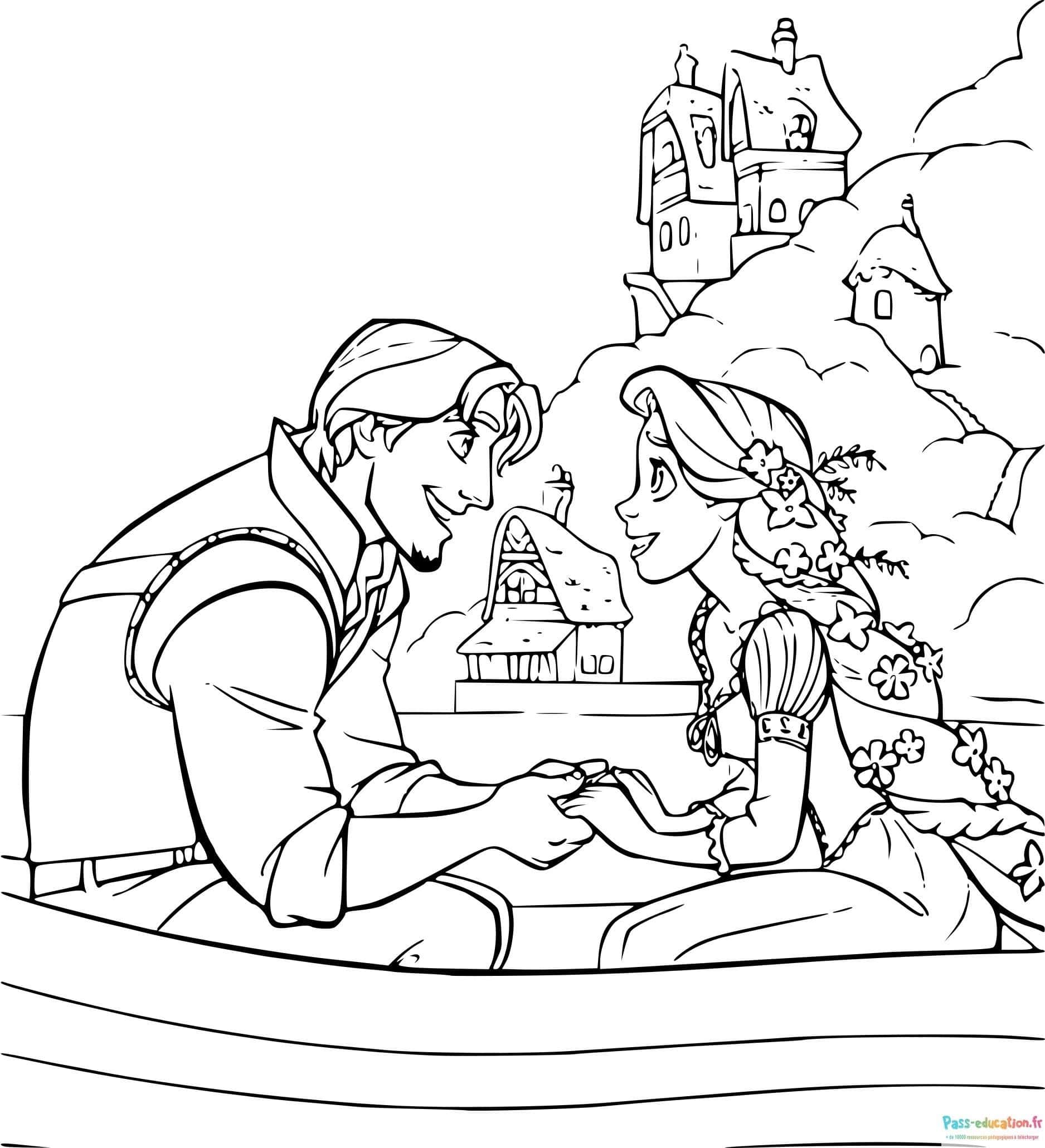 Coloriage balade romantique gratuit à imprimer