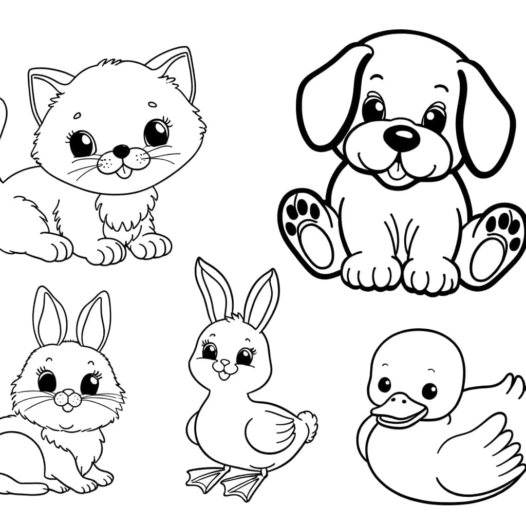 Coloriage bébés animaux gratuit à imprimer