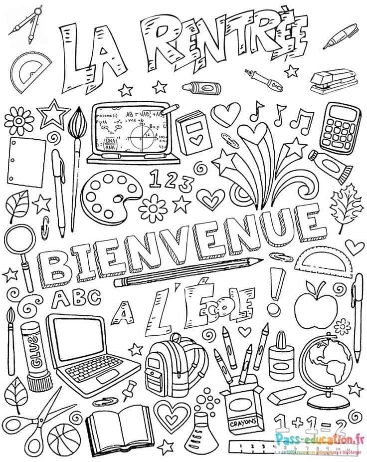 Coloriage de rentrée scolaire gratuit à imprimer