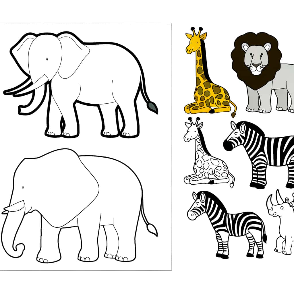 Coloriage détaillé animaux africains gratuit à imprimer