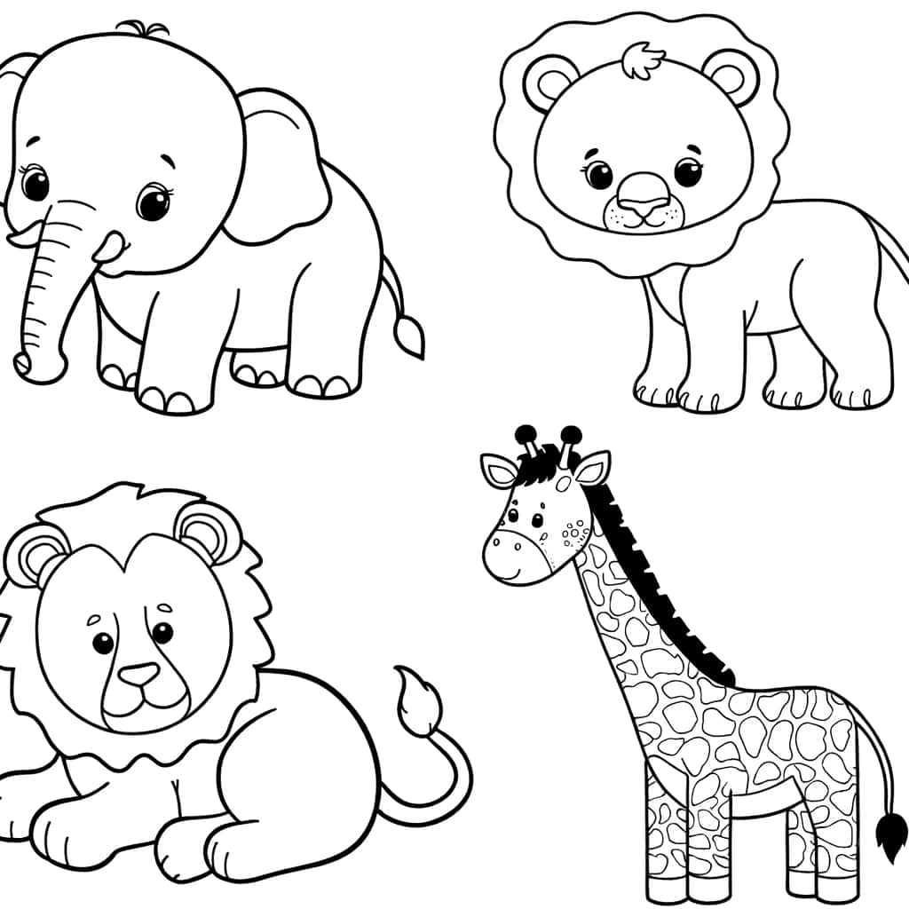 Coloriage détaillé animaux sauvages gratuit à imprimer