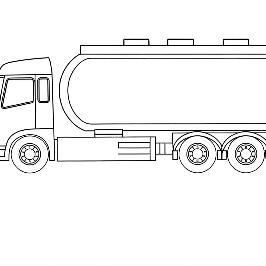 Coloriage détaillé camion citerne gratuit à imprimer