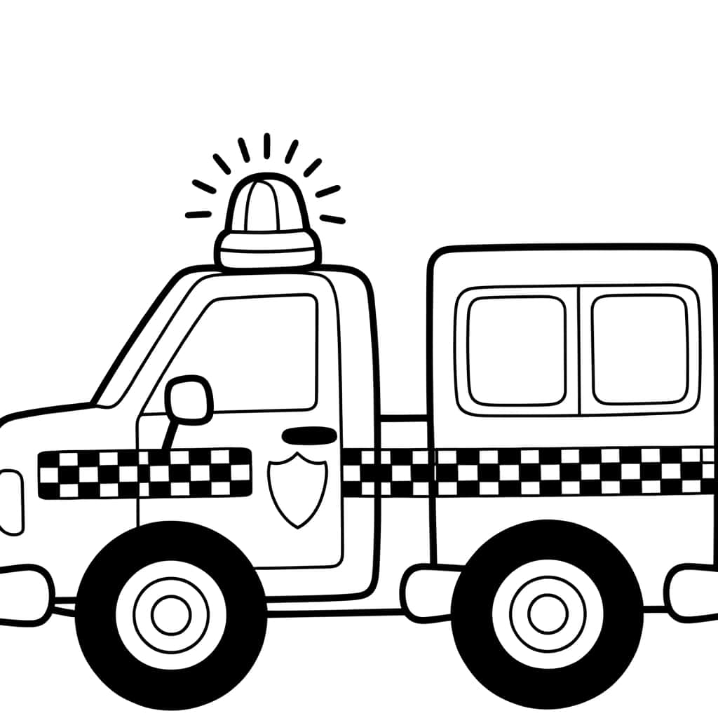 Coloriage détaillé camion de police gratuit à imprimer