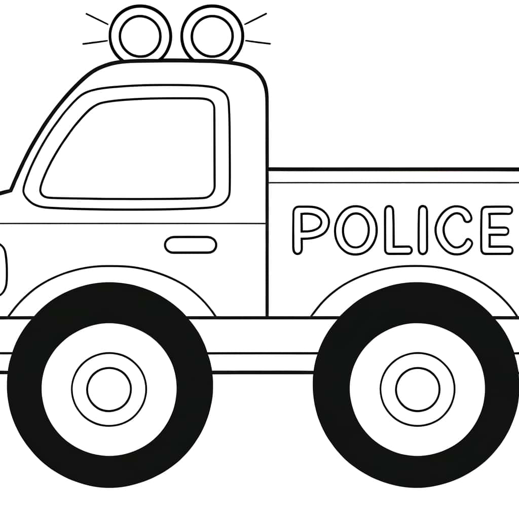 Coloriage détaillé camion de police gratuit à imprimer