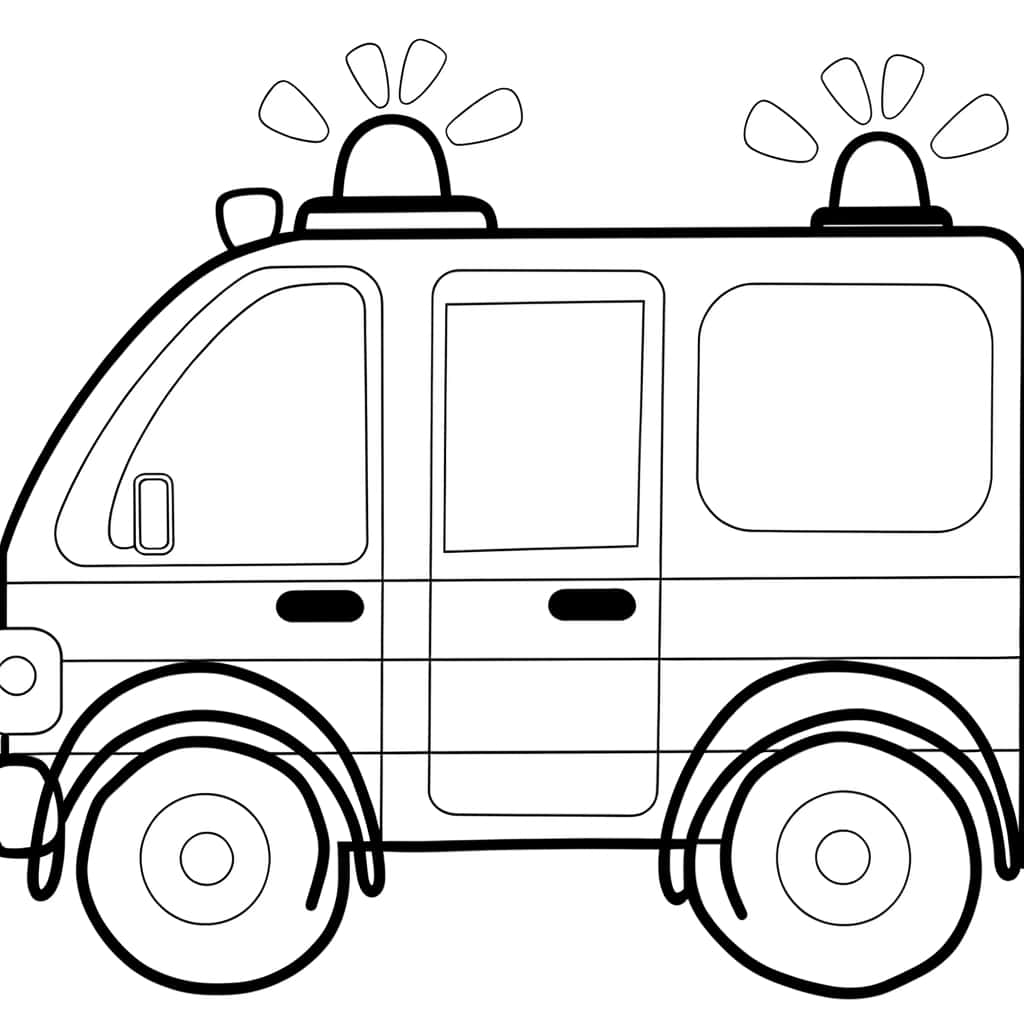 Coloriage détaillé camion de police gratuit à imprimer