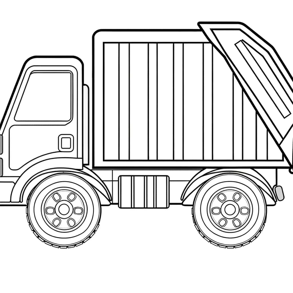 Coloriage détaillé Camion Poubelle gratuit à imprimer