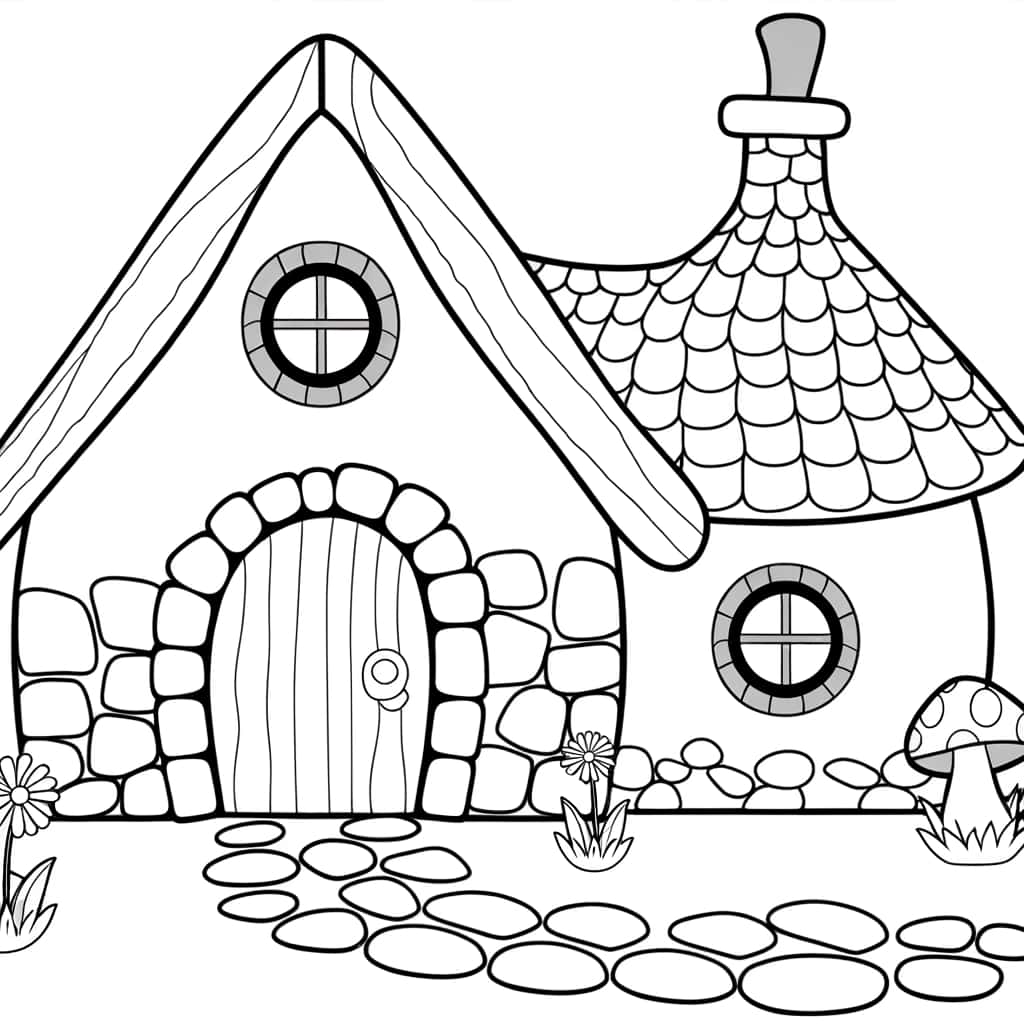 Coloriage détaillé maison de conte gratuit à imprimer