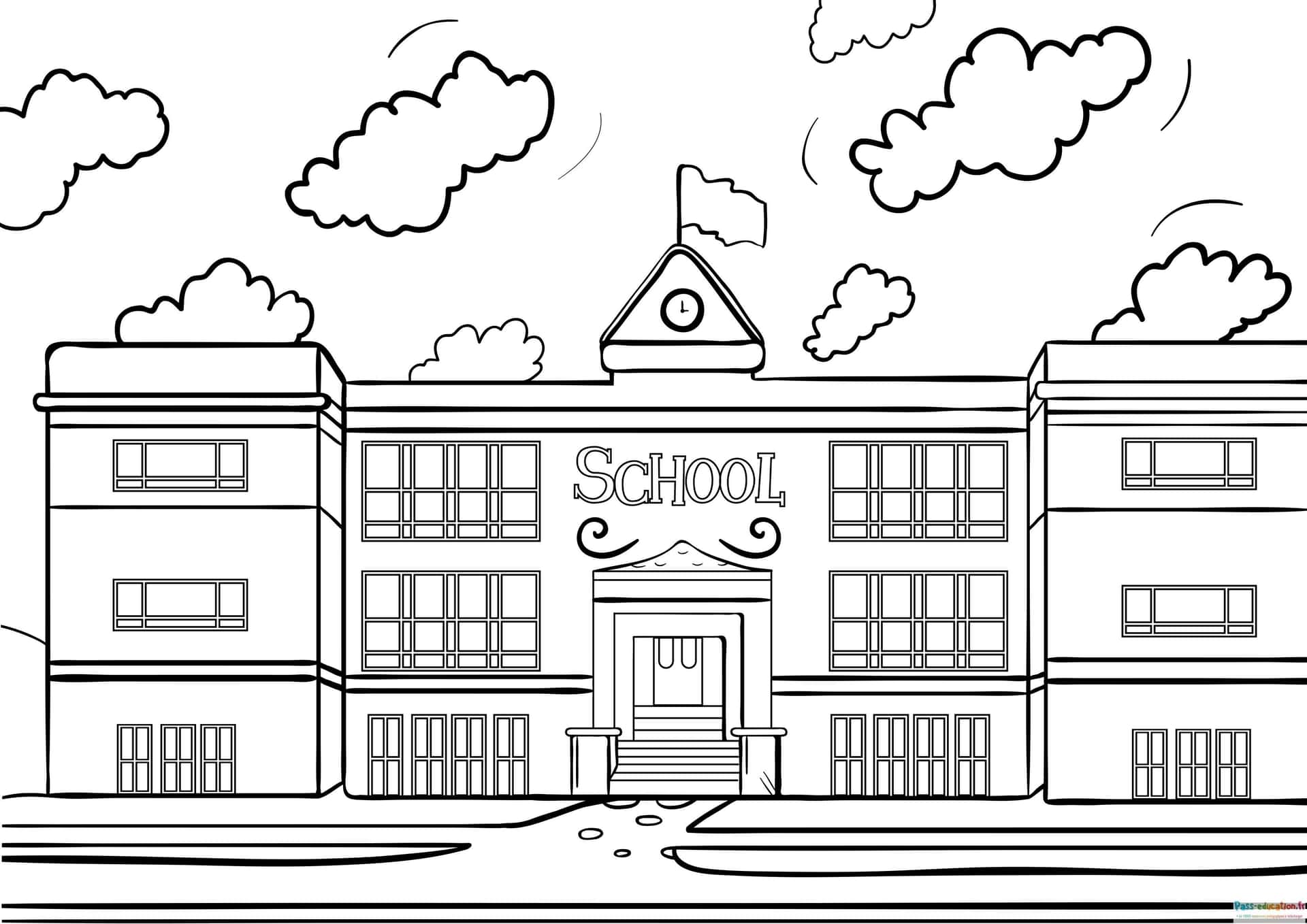 Coloriage école paisible gratuit à imprimer