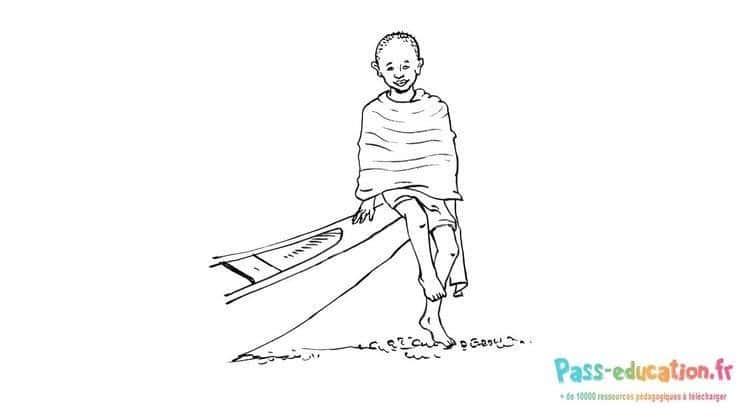 Enfant africain sur une pirogue