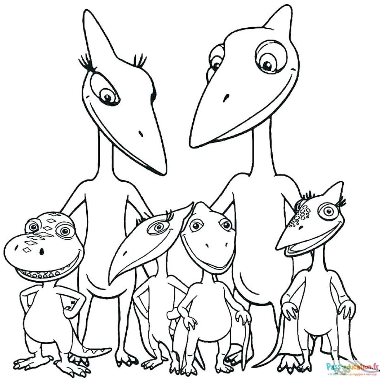 Coloriage famille de dinosaures gratuit à imprimer