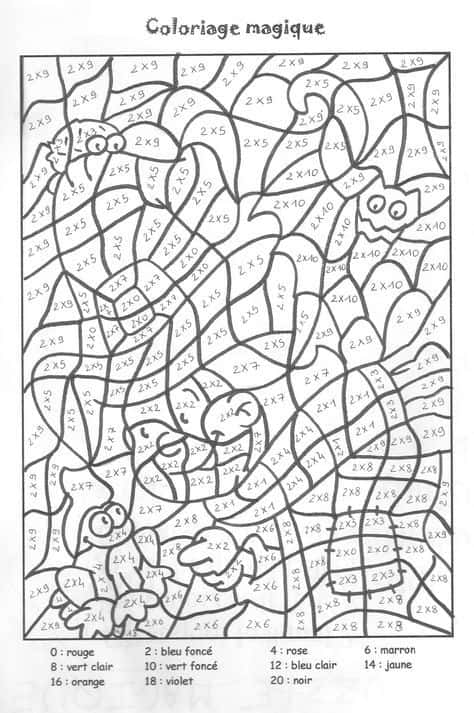 Coloriage gratuit de multiplications à imprimer