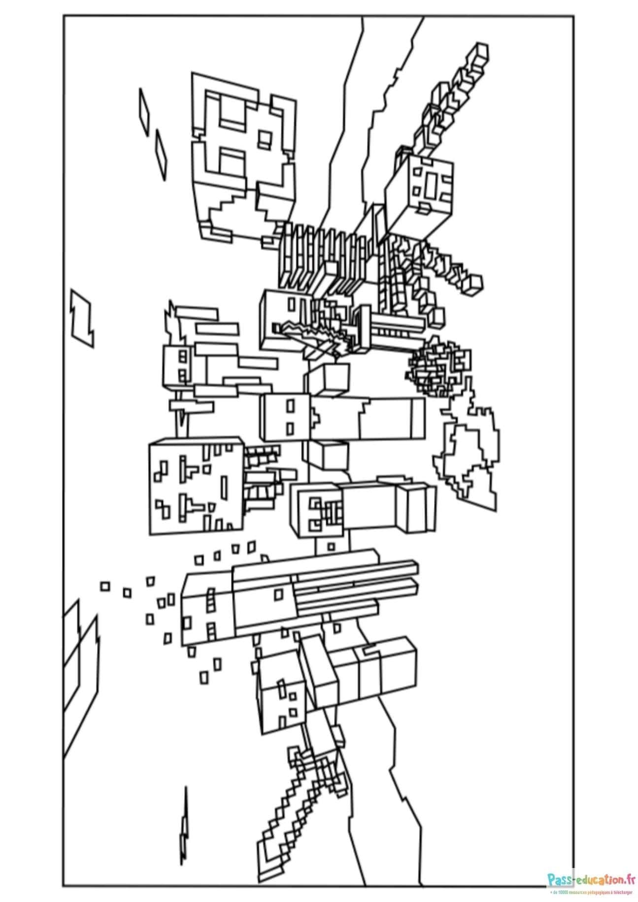 Coloriage Minecraft déstructuré gratuit à imprimer