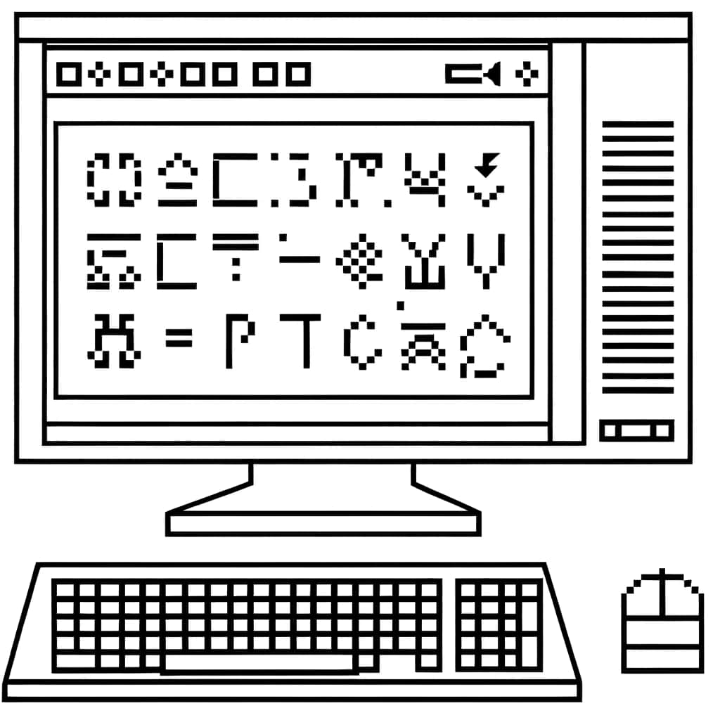 Coloriage ordinateur Ascii Art gratuit à imprimer