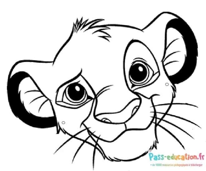 Coloriage petit lion curieux gratuit à imprimer