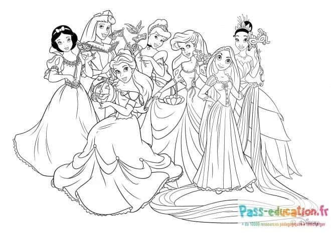 Coloriage princesses Disney gratuit à imprimer