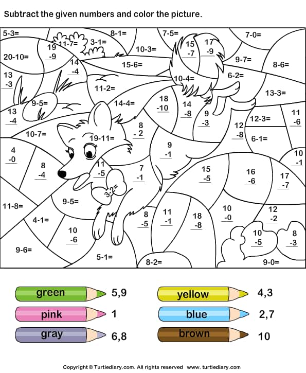 Coloriage soustraction gratuit à imprimer