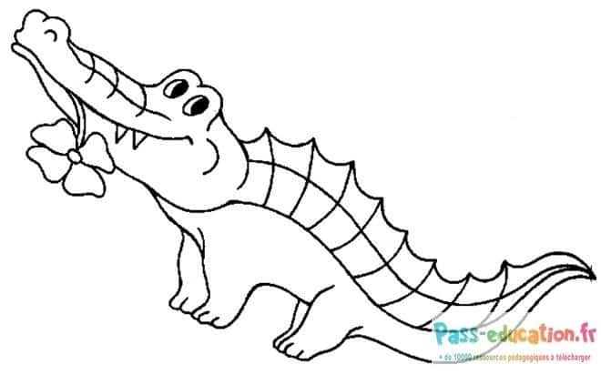 Crocodile joyeux avec fleur gratuit à imprimer