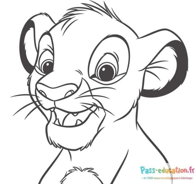 Dessin animé lionceau souriant gratuit à imprimer