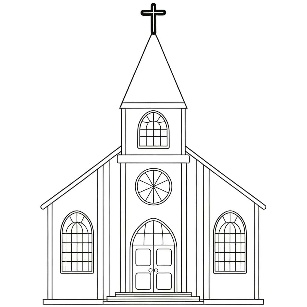 Dessin d'église catholique gratuit à imprimer