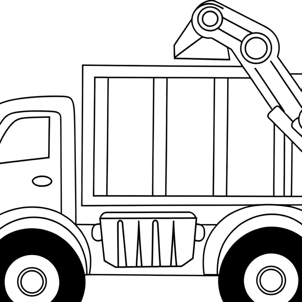 Dessin détaillé camion poubelle gratuit à imprimer