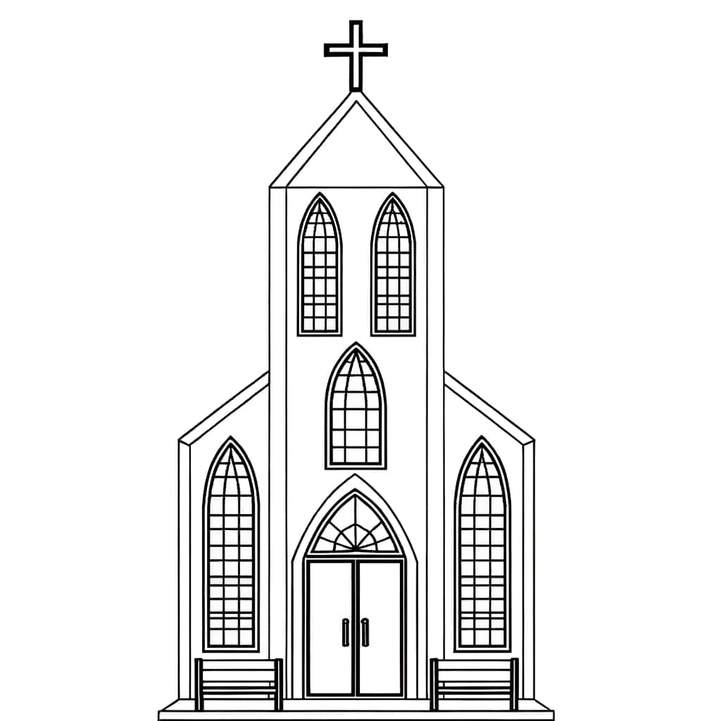 Dessin détaillé église catholique gratuit à imprimer