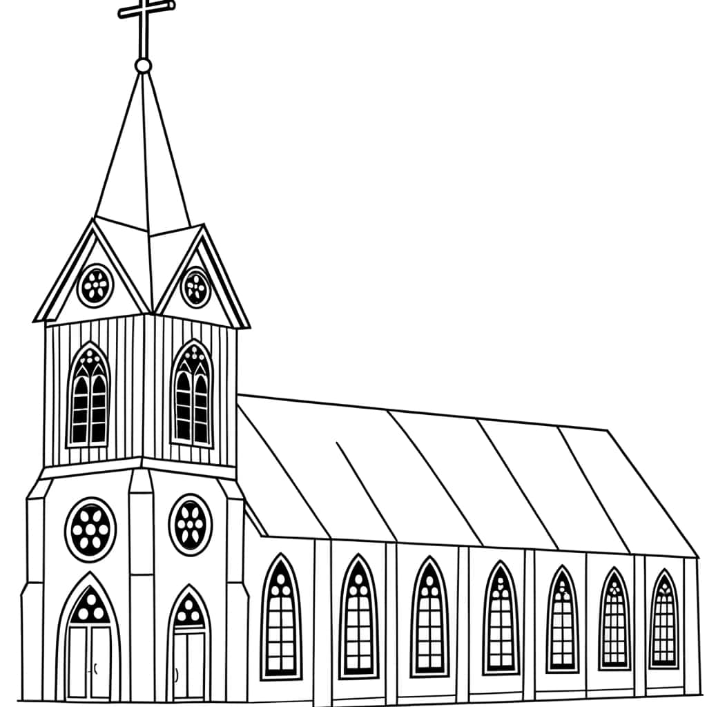 Dessin église catholique gratuit à imprimer