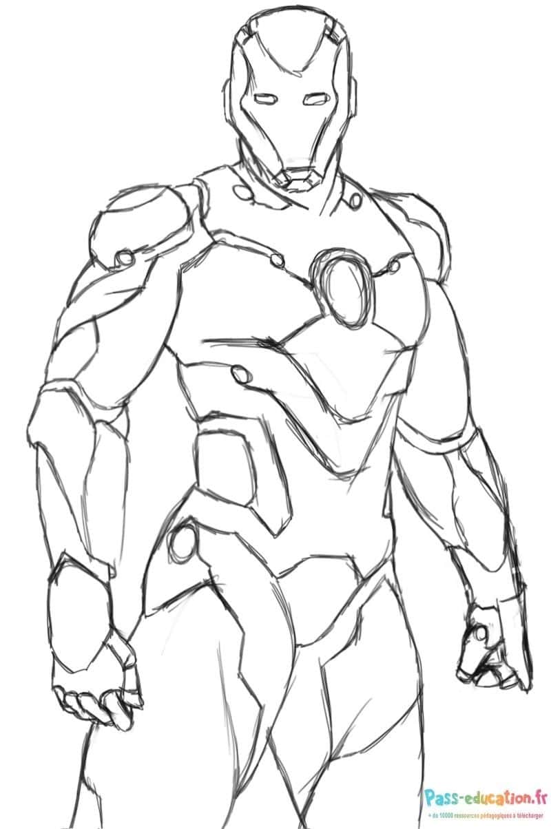 Dessin Iron Man dynamique gratuit à imprimer