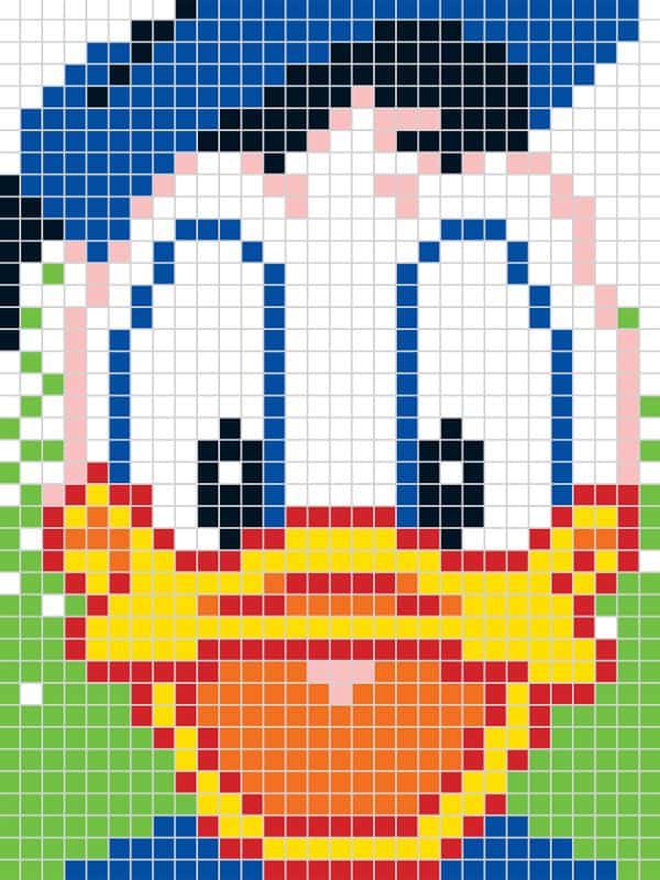 Donald Duck en pixel art à imprimer gratuitement