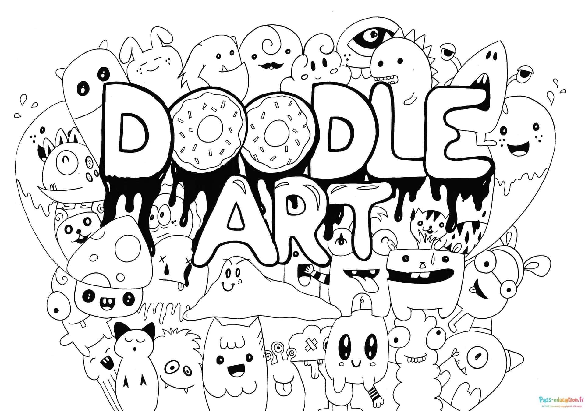 Doodle art joyeux gratuit à imprimer