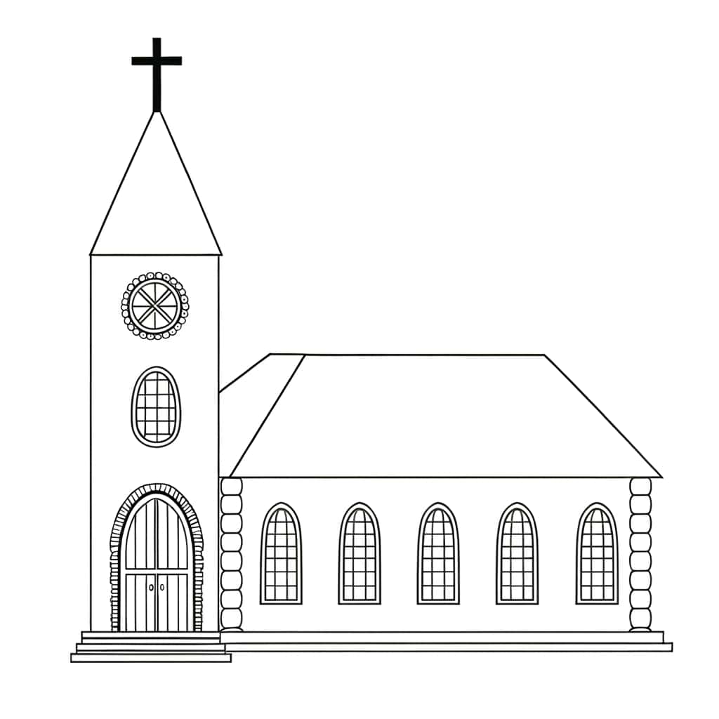 Église catholique dessin gratuit à imprimer