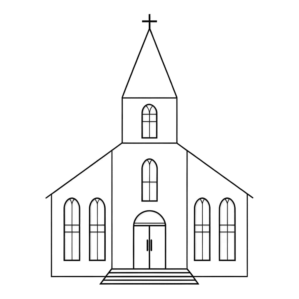 Église catholique dessin gratuit à imprimer