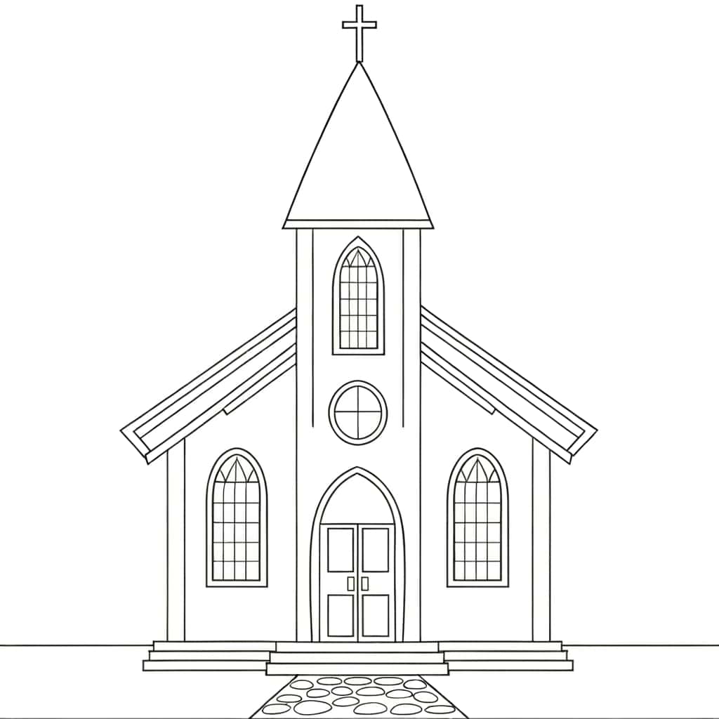 Église catholique dessin gratuit à imprimer