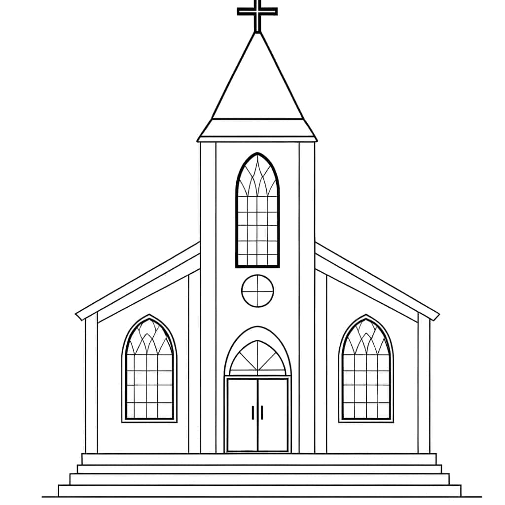 Église chrétienne dessin gratuit à imprimer