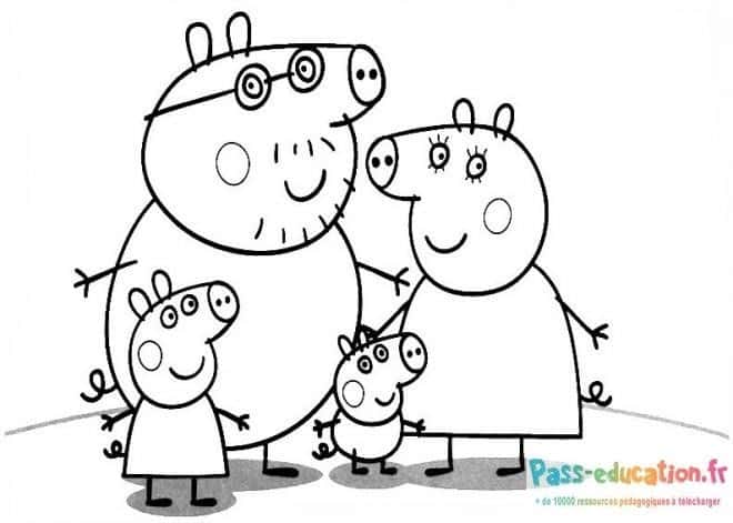 Famille cochons dessin gratuit à imprimer