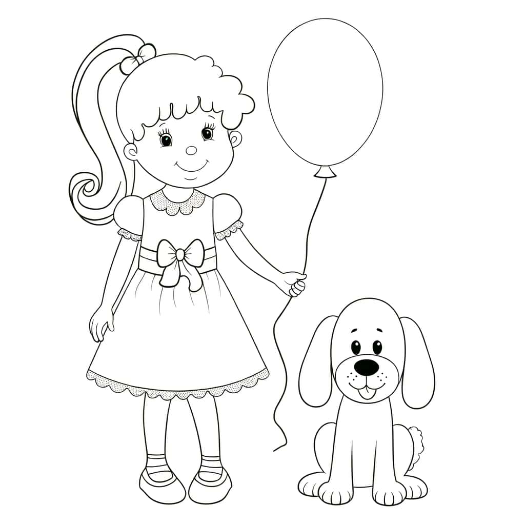 Fille et chien avec ballon