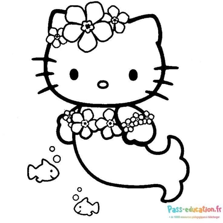 Hello Kitty sirène joyeuse gratuit à imprimer