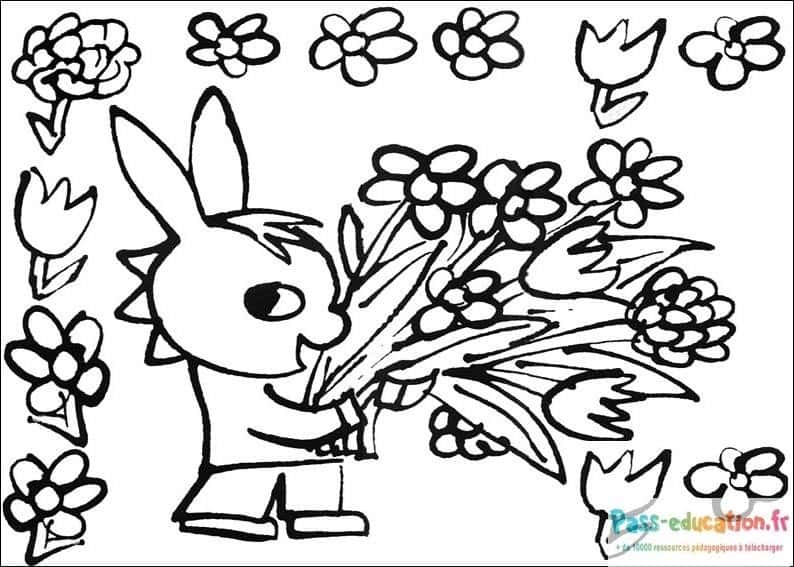 Lapin cueille fleurs