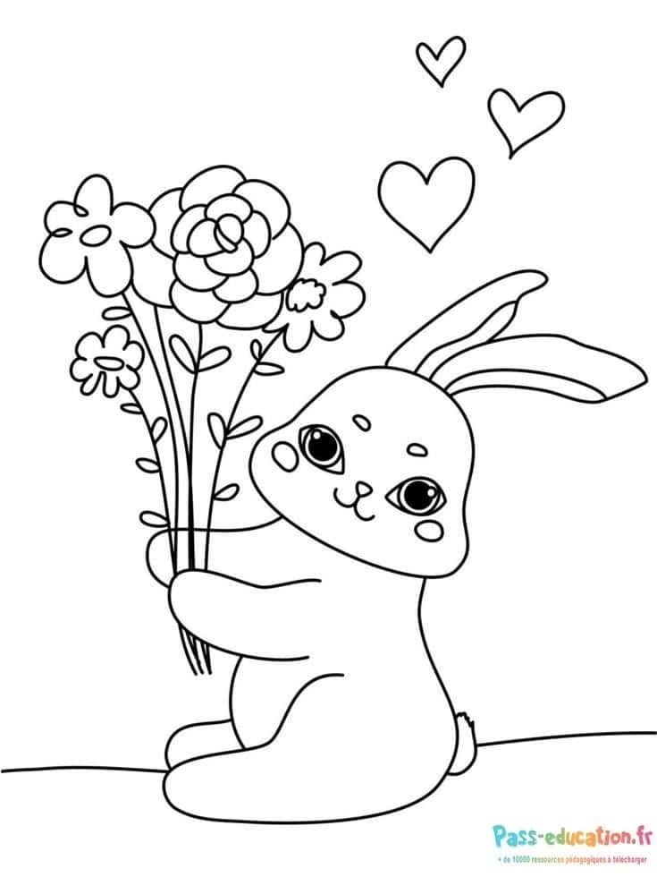 Lapin avec fleurs